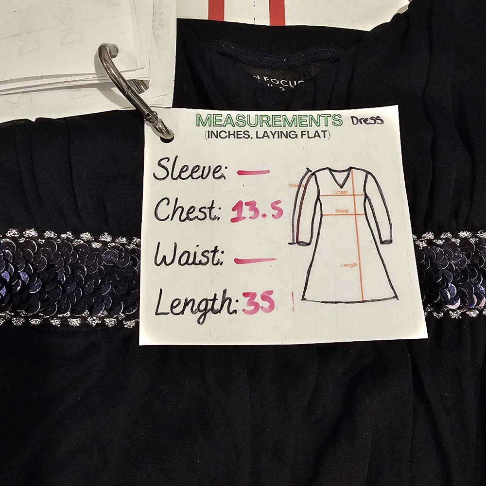 Enfocus Studio Navy Blue Sequin Accented Dress - Picture 4 of 7
